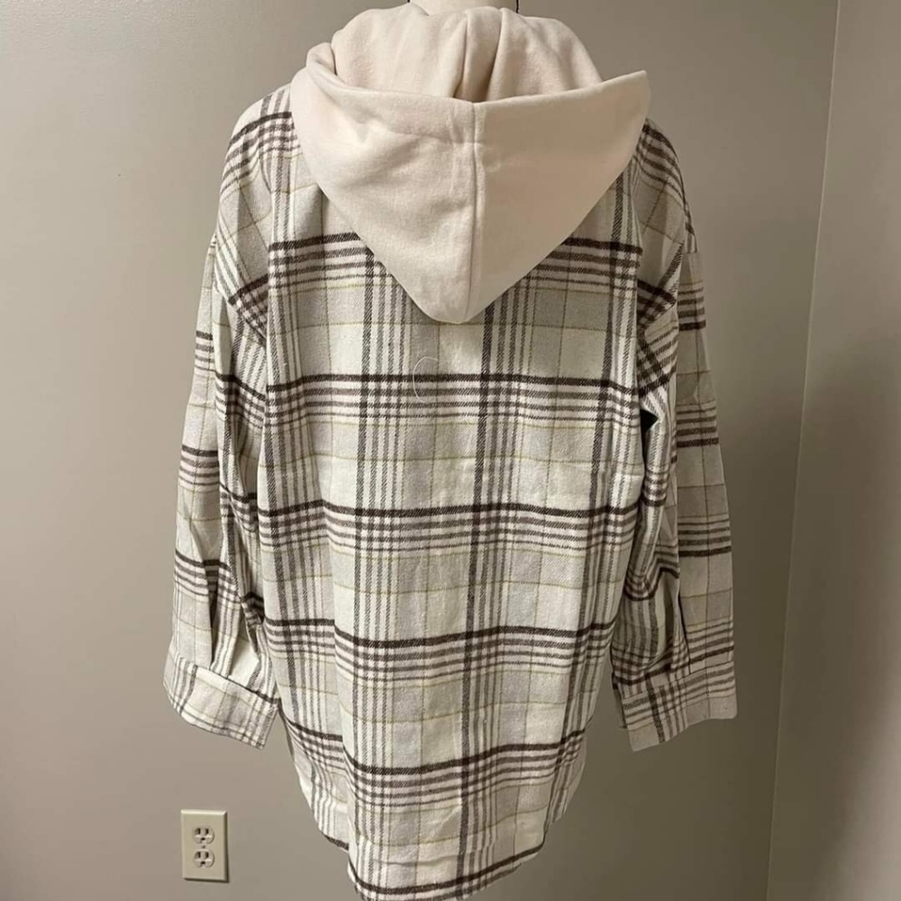 Plaid Shacket w/ removable hood